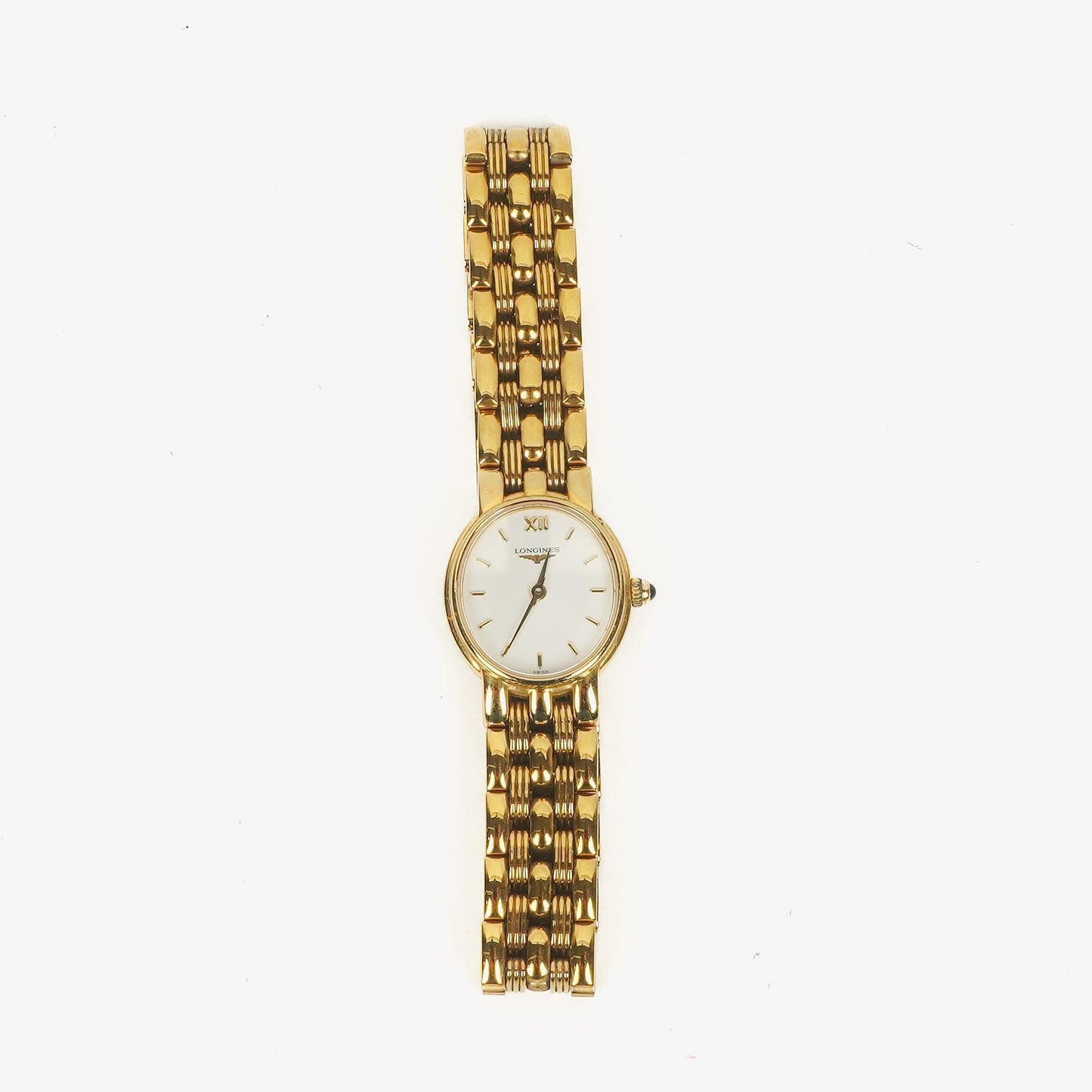 Longines Présence L6.206.2 kleine Quarz-Damenuhr 20 mm mit weißem Zifferblatt und Gold-PVD