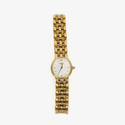 Longines Présence L6.206.2 kleine Quarz-Damenuhr 20 mm mit weißem Zifferblatt und Gold-PVD