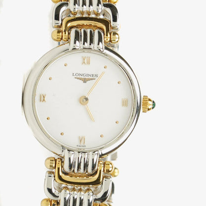 Longines L6.200.3 Damenuhr mit Quarzwerk, weißem Zifferblatt und bicolor Design