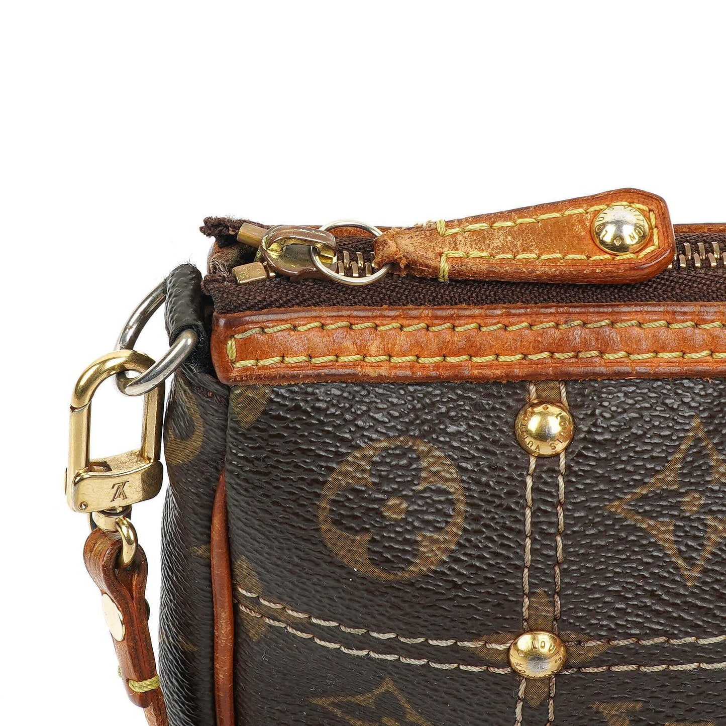 Louis Vuitton Riveting Limited Edition Pochette Accessoires Clutch aus beschichtetem Monogram Canvas