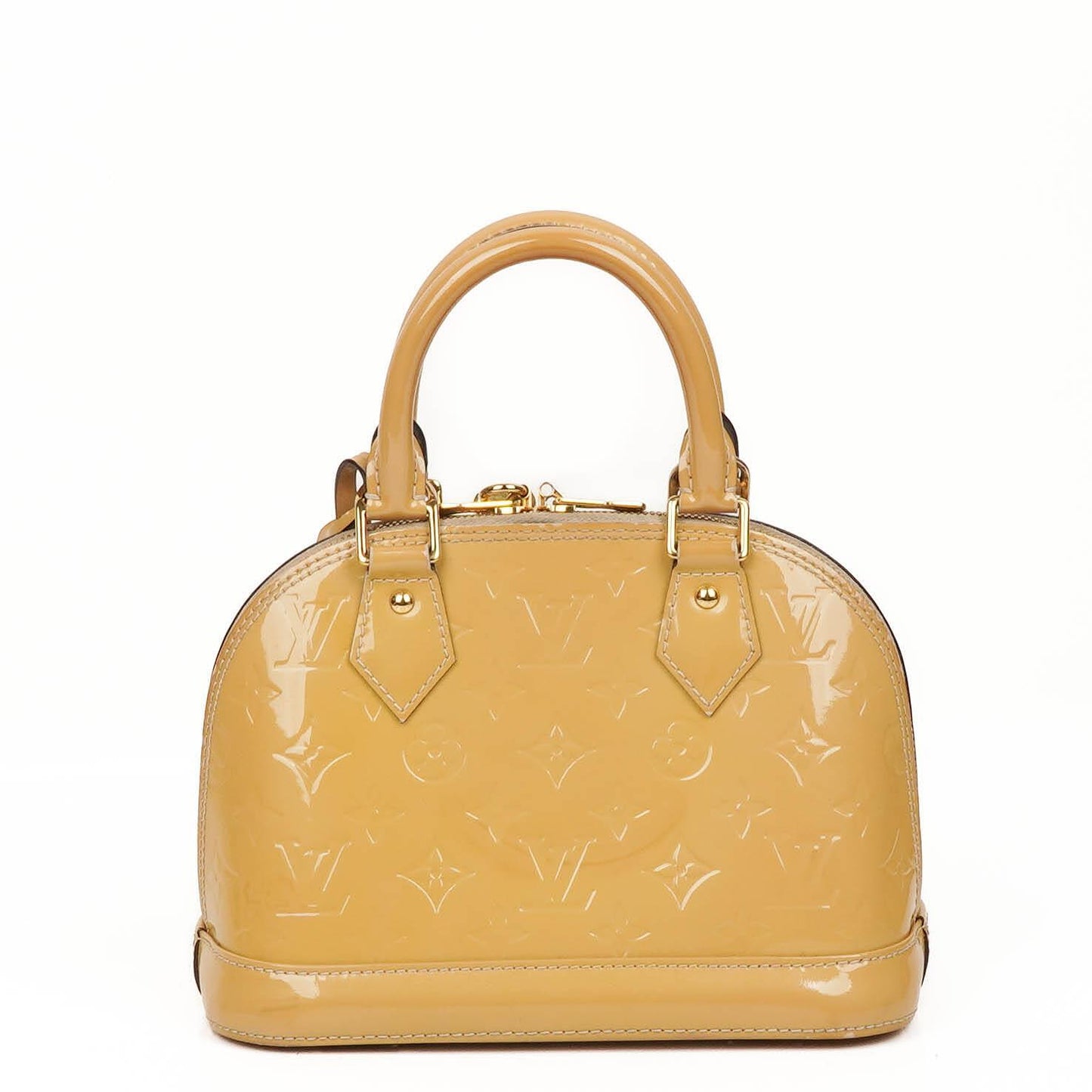 Louis Vuitton Alma BB Beigefarbene Monogram Vernis Leder Handtasche