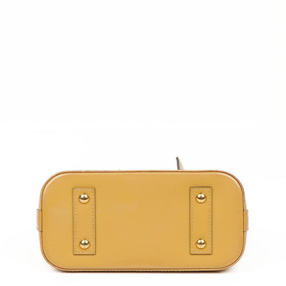 Louis Vuitton Alma BB Beigefarbene Monogram Vernis Leder Handtasche