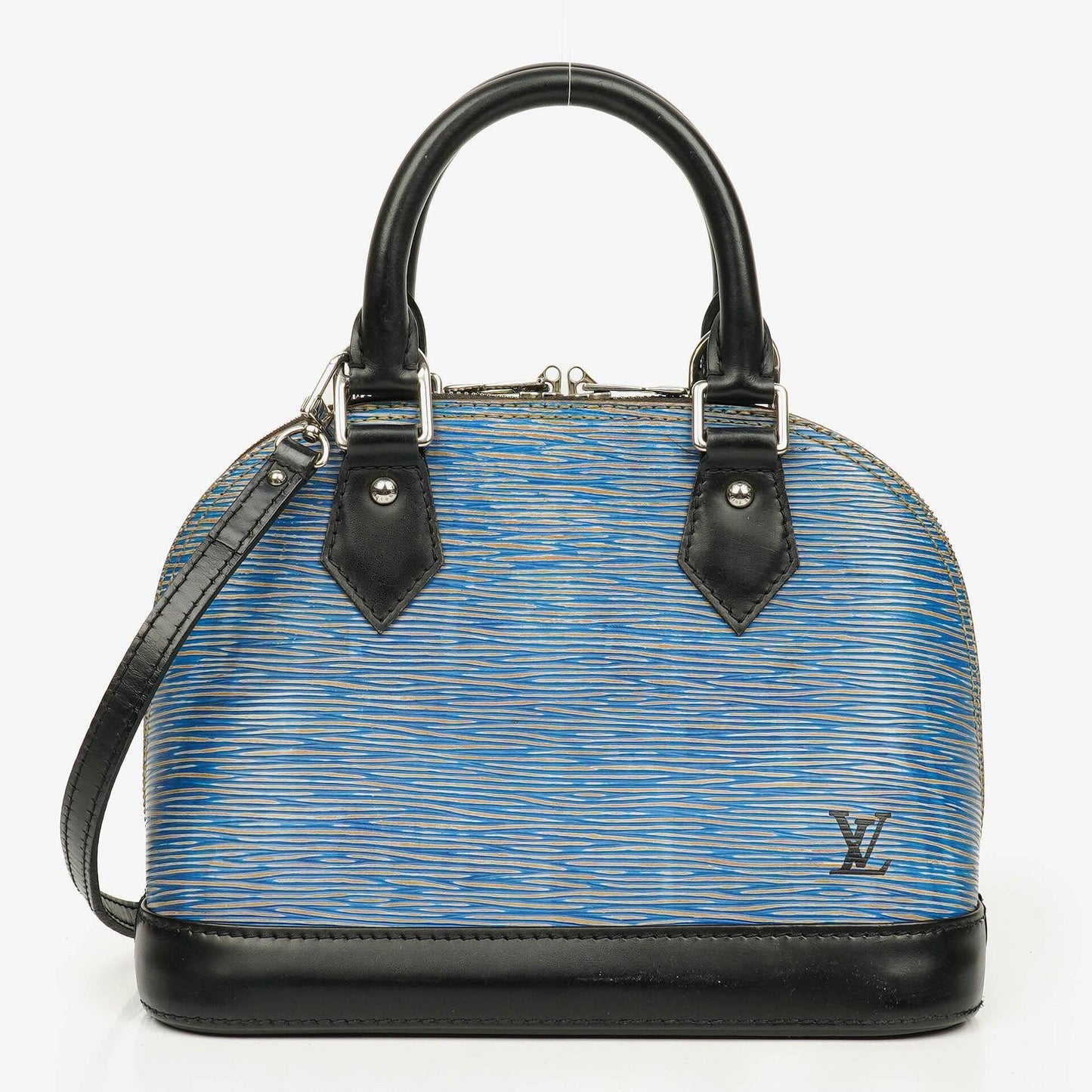 Louis Vuitton Alma BB Handtasche aus blauem Denim Epi Leder