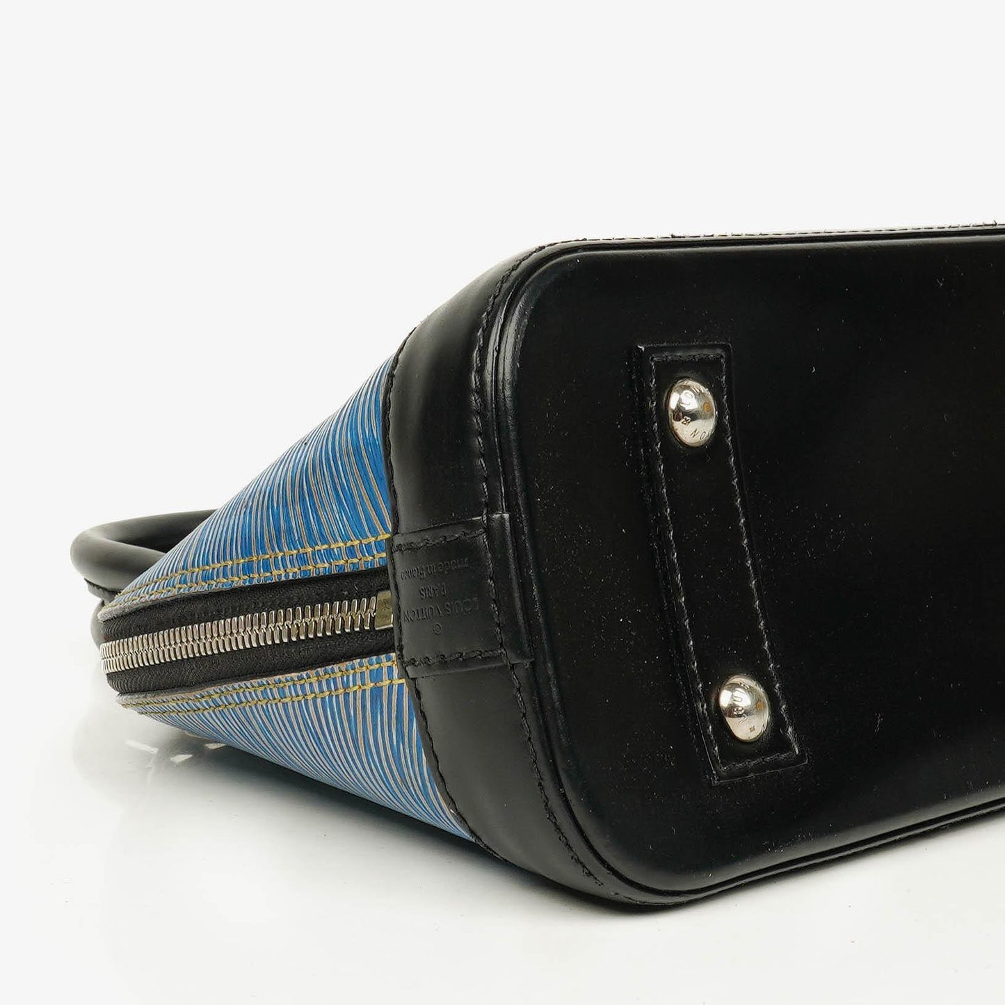 Louis Vuitton Alma BB Handtasche aus blauem Denim Epi Leder