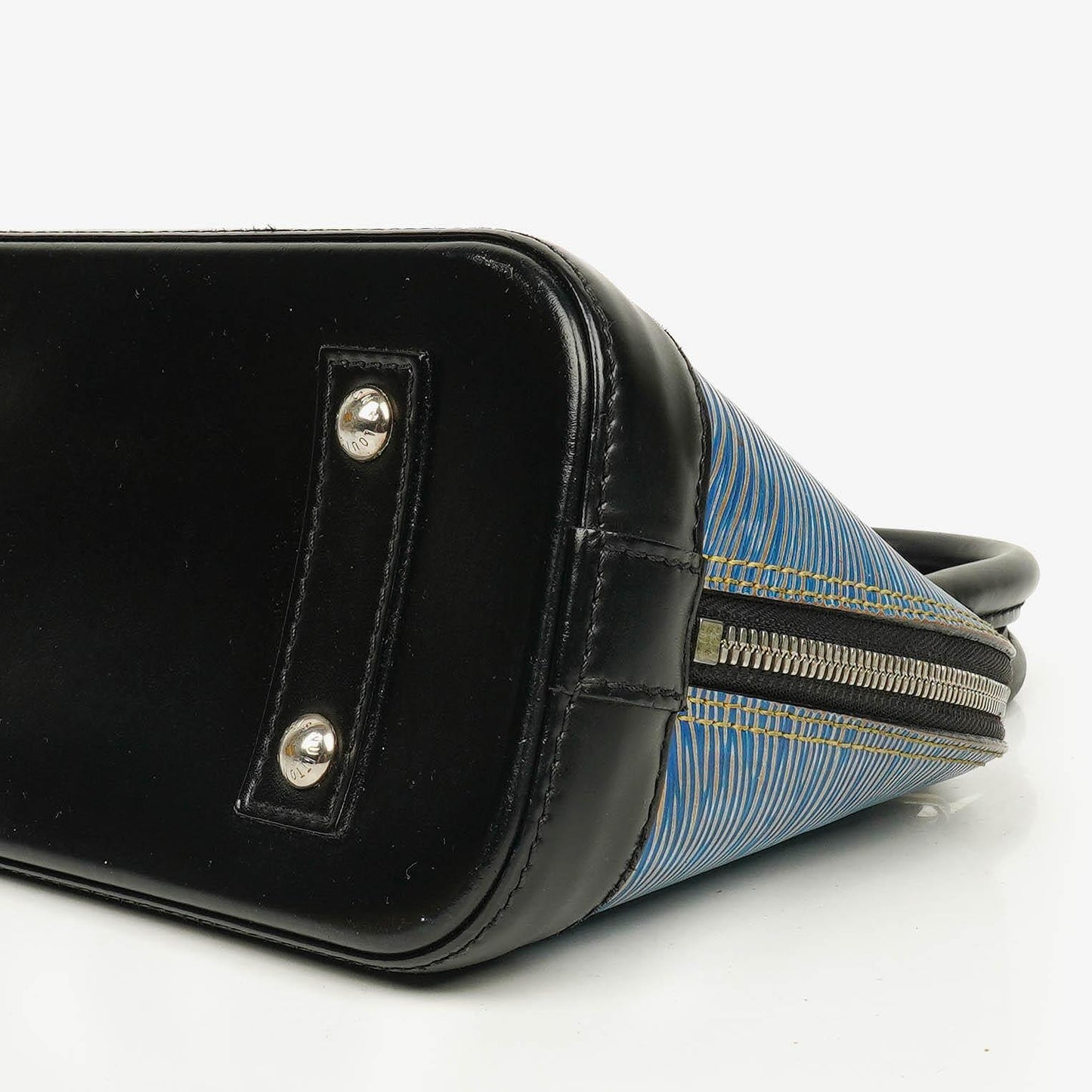 Louis Vuitton Alma BB Handtasche aus blauem Denim Epi Leder