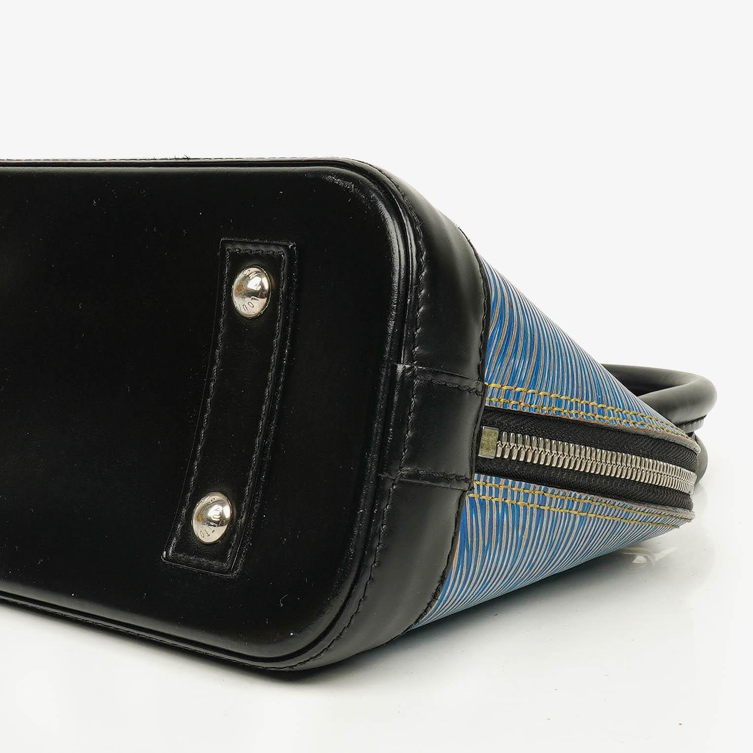 Louis Vuitton Alma BB Handtasche aus blauem Denim Epi Leder