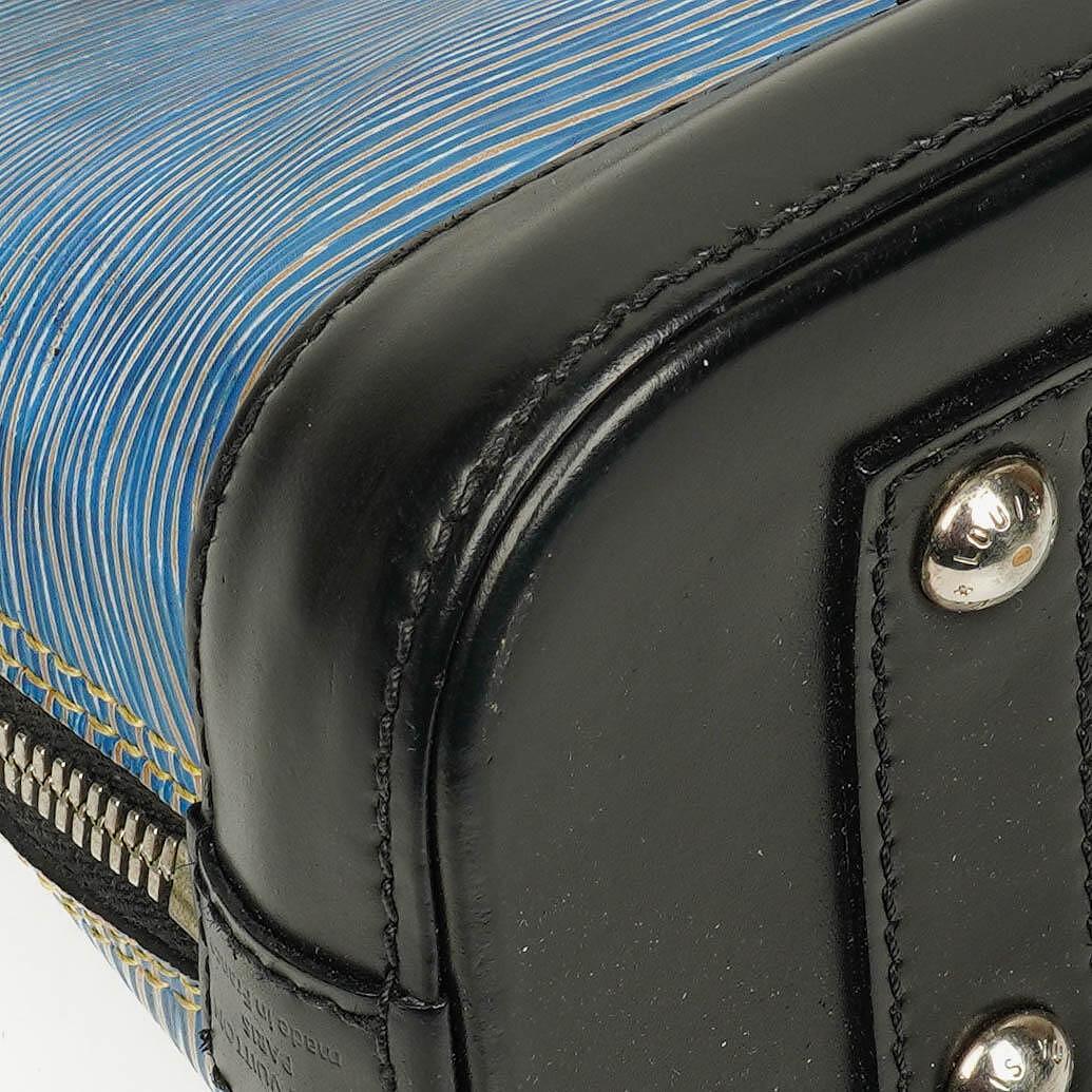 Louis Vuitton Alma BB Handtasche aus blauem Denim Epi Leder