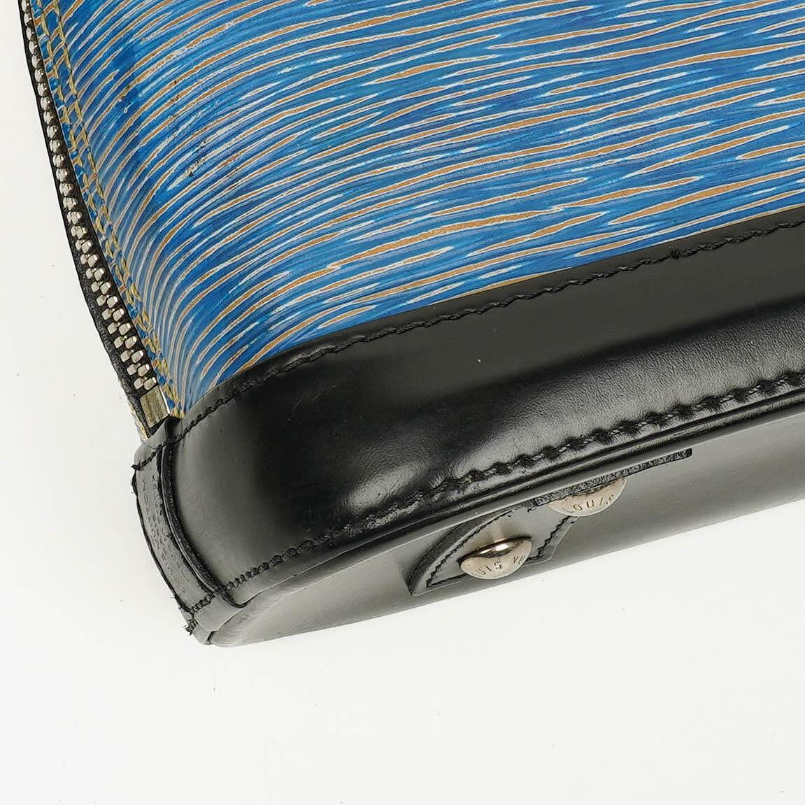 Louis Vuitton Alma BB Handtasche aus blauem Denim Epi Leder