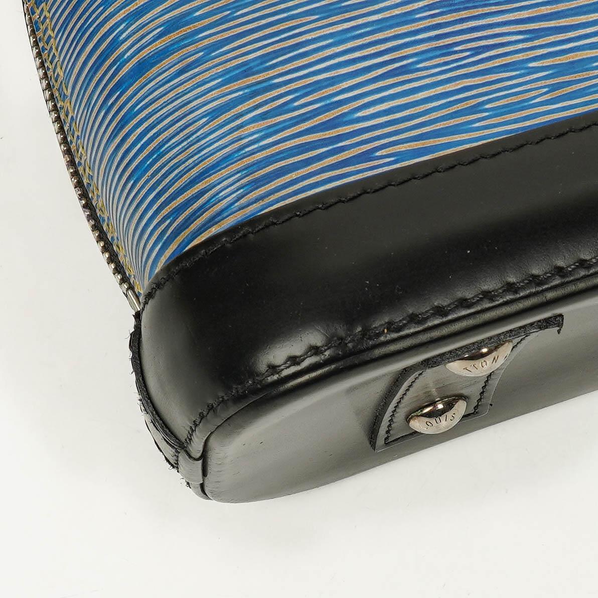Louis Vuitton Alma BB Handtasche aus blauem Denim Epi Leder