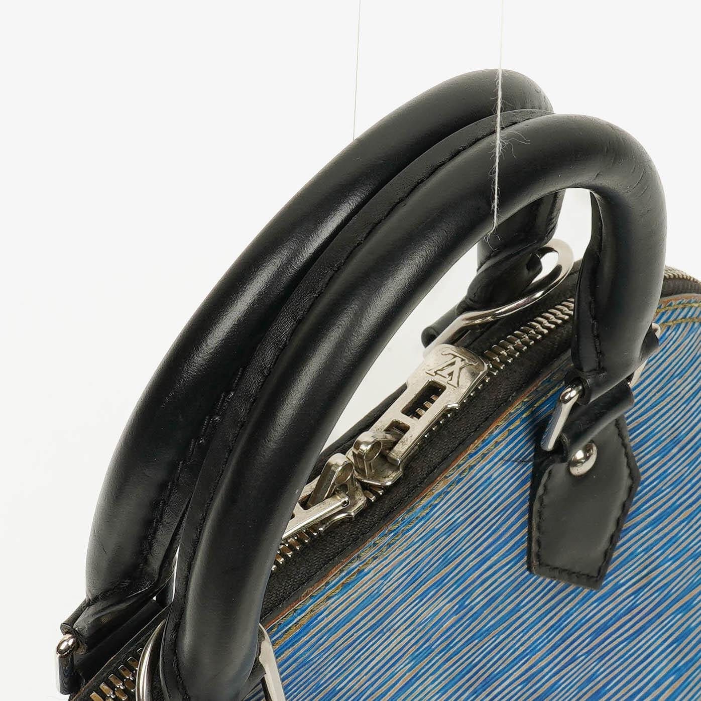 Louis Vuitton Alma BB Handtasche aus blauem Denim Epi Leder
