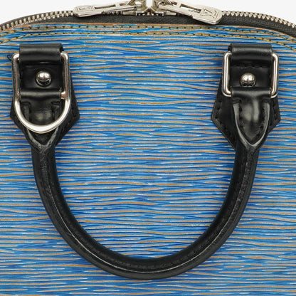 Louis Vuitton Alma BB Handtasche aus blauem Denim Epi Leder