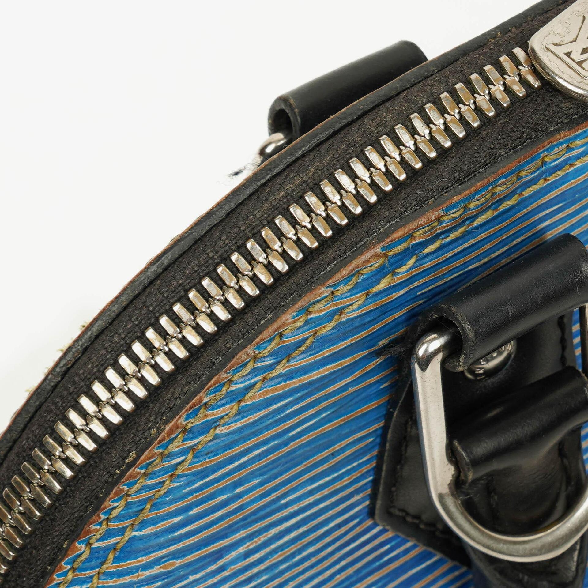 Louis Vuitton Alma BB Handtasche aus blauem Denim Epi Leder