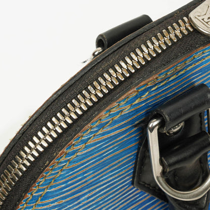Louis Vuitton Alma BB Handtasche aus blauem Denim Epi Leder
