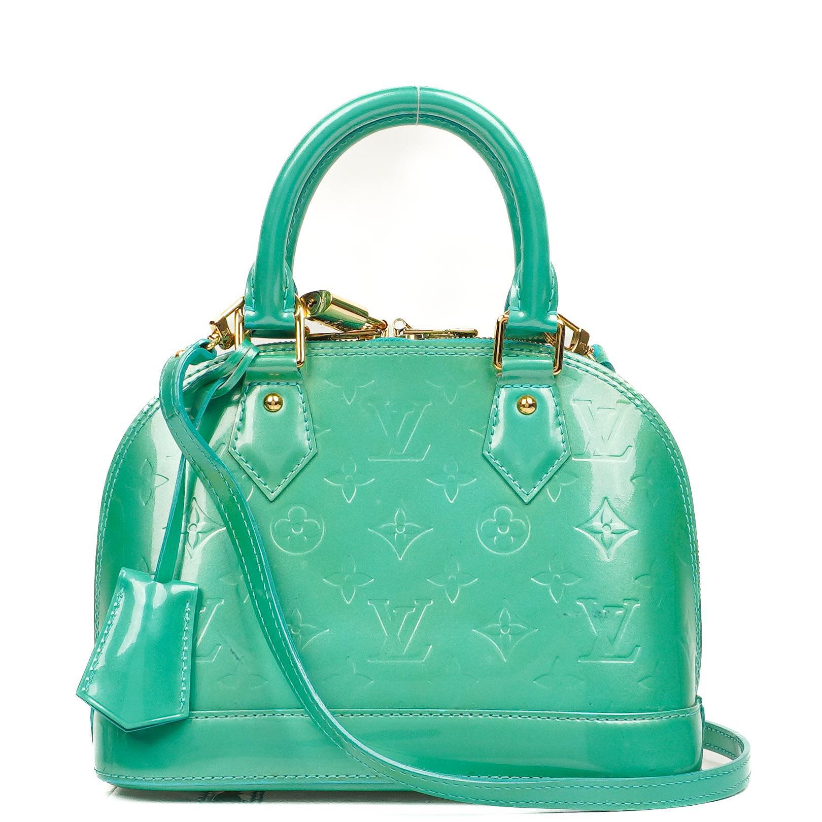 Louis Vuitton Alma BB Blue Lagon Monogram Vernis Leder Umhängetasche