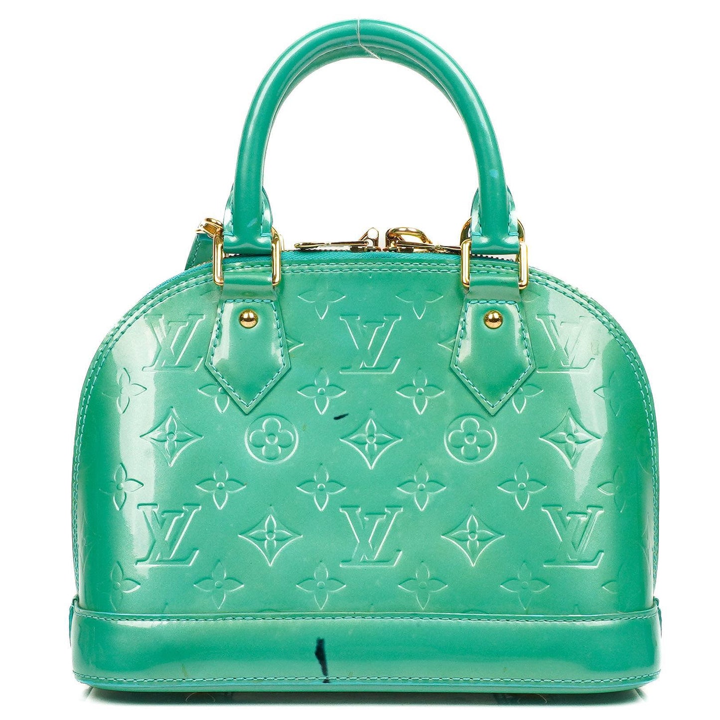 Louis Vuitton Alma BB Blue Lagon Monogram Vernis Leder Umhängetasche