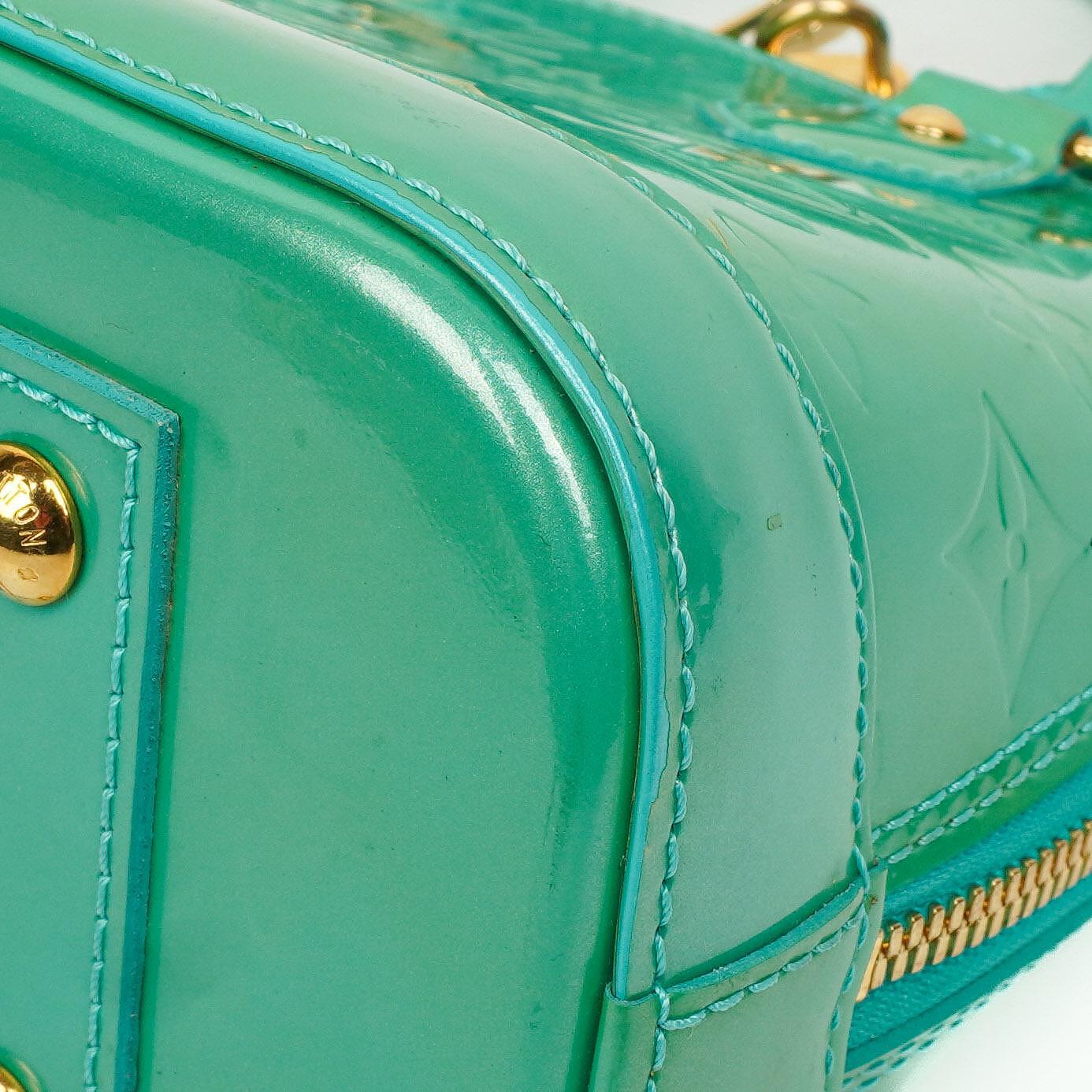 Louis Vuitton Alma BB Blue Lagon Monogram Vernis Leder Umhängetasche