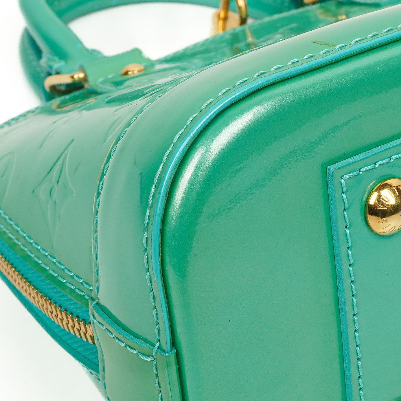 Louis Vuitton Alma BB Blue Lagon Monogram Vernis Leder Umhängetasche