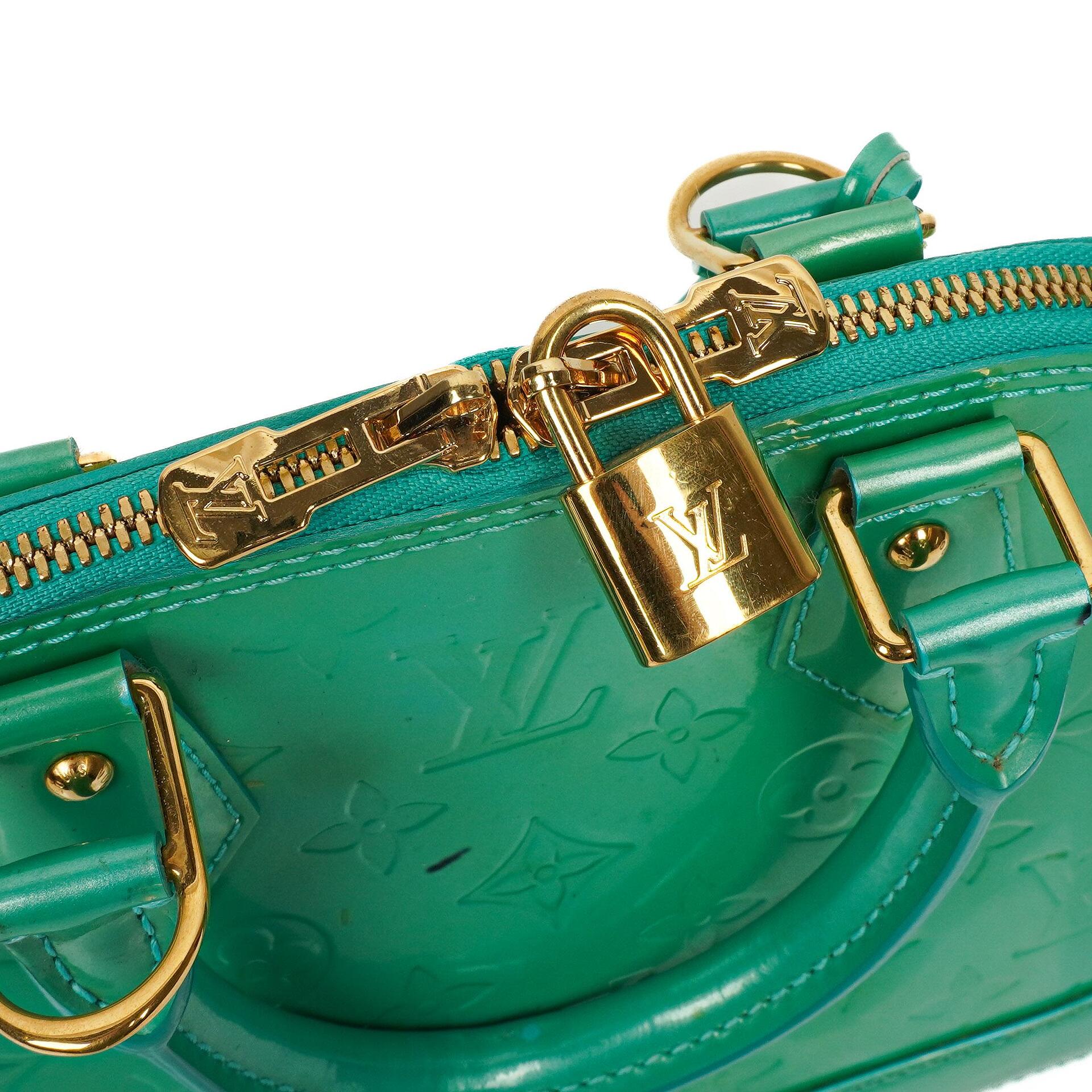 Louis Vuitton Alma BB Blue Lagon Monogram Vernis Leder Umhängetasche
