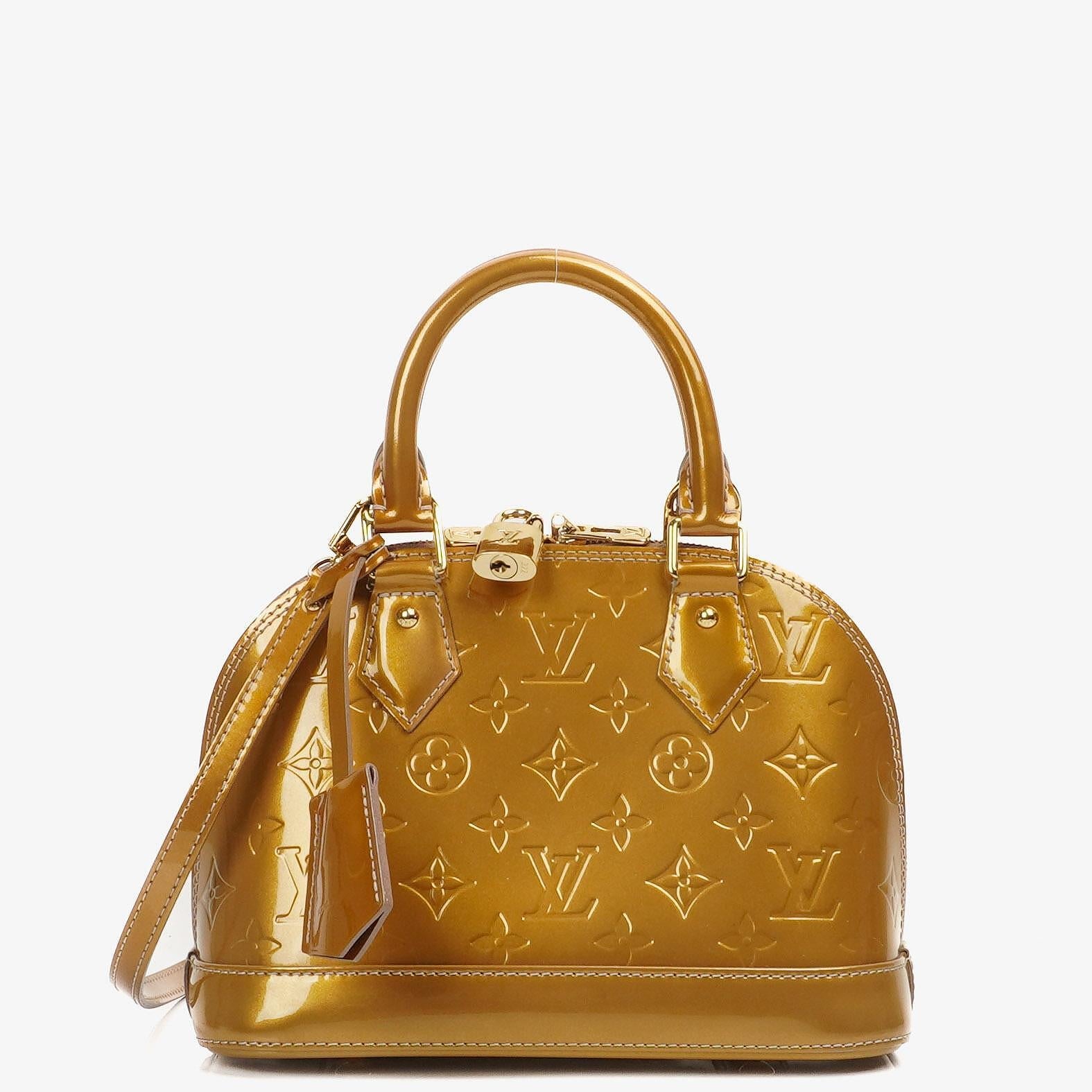Louis Vuitton Alma BB Gold Poudre Monogram Vernis Leder Handtasche