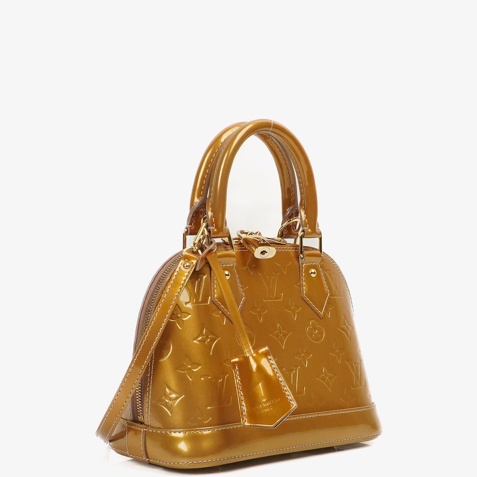Louis Vuitton Alma BB Gold Poudre Monogram Vernis Leder Handtasche