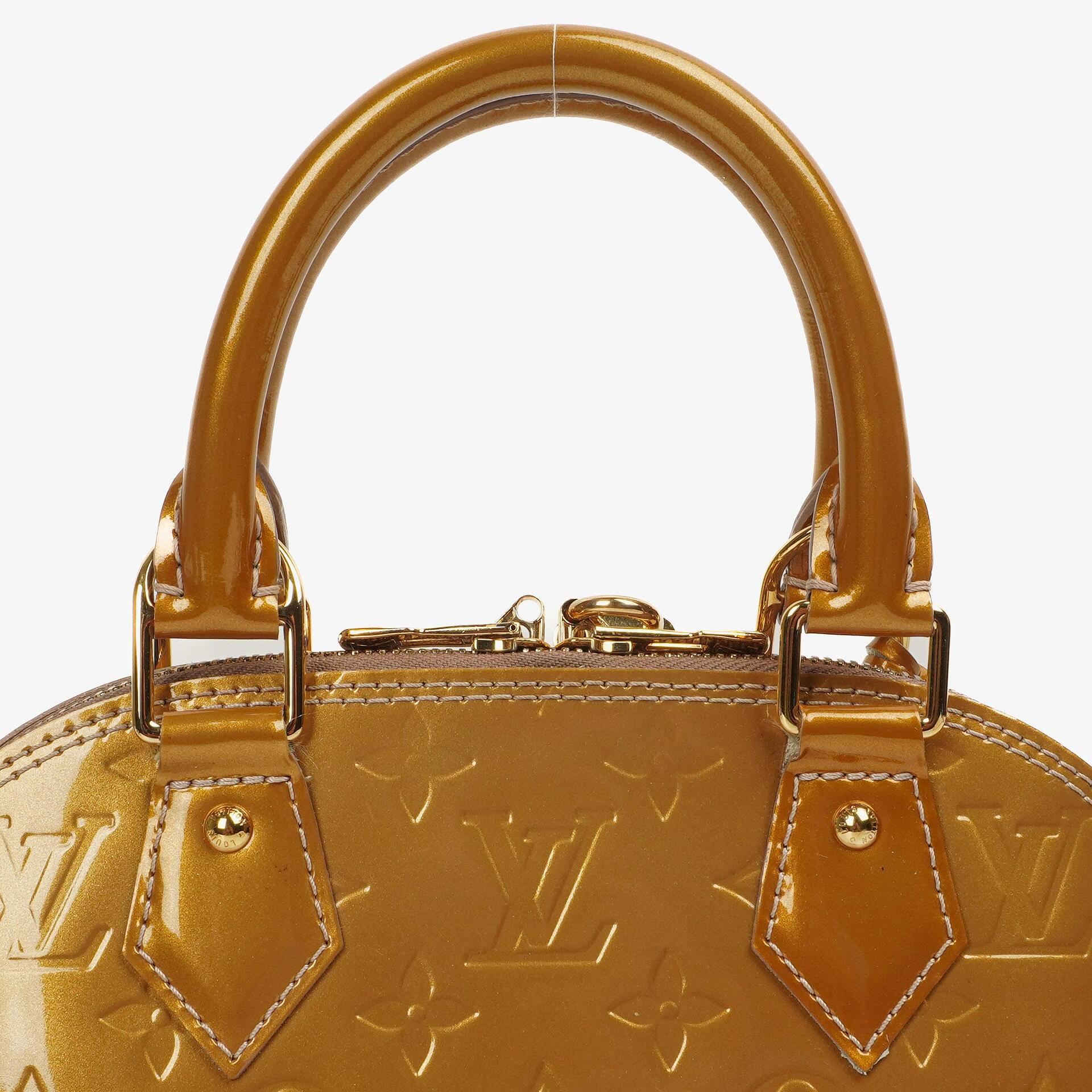 Louis Vuitton Alma BB Gold Poudre Monogram Vernis Leder Handtasche