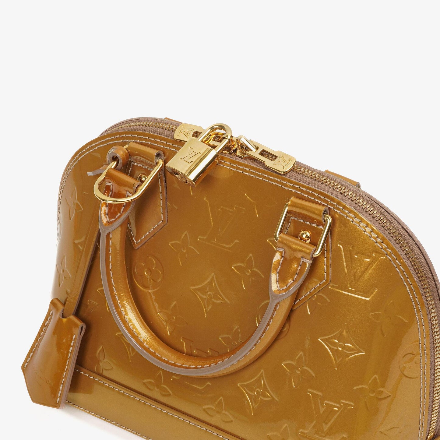 Louis Vuitton Alma BB Gold Poudre Monogram Vernis Leder Handtasche