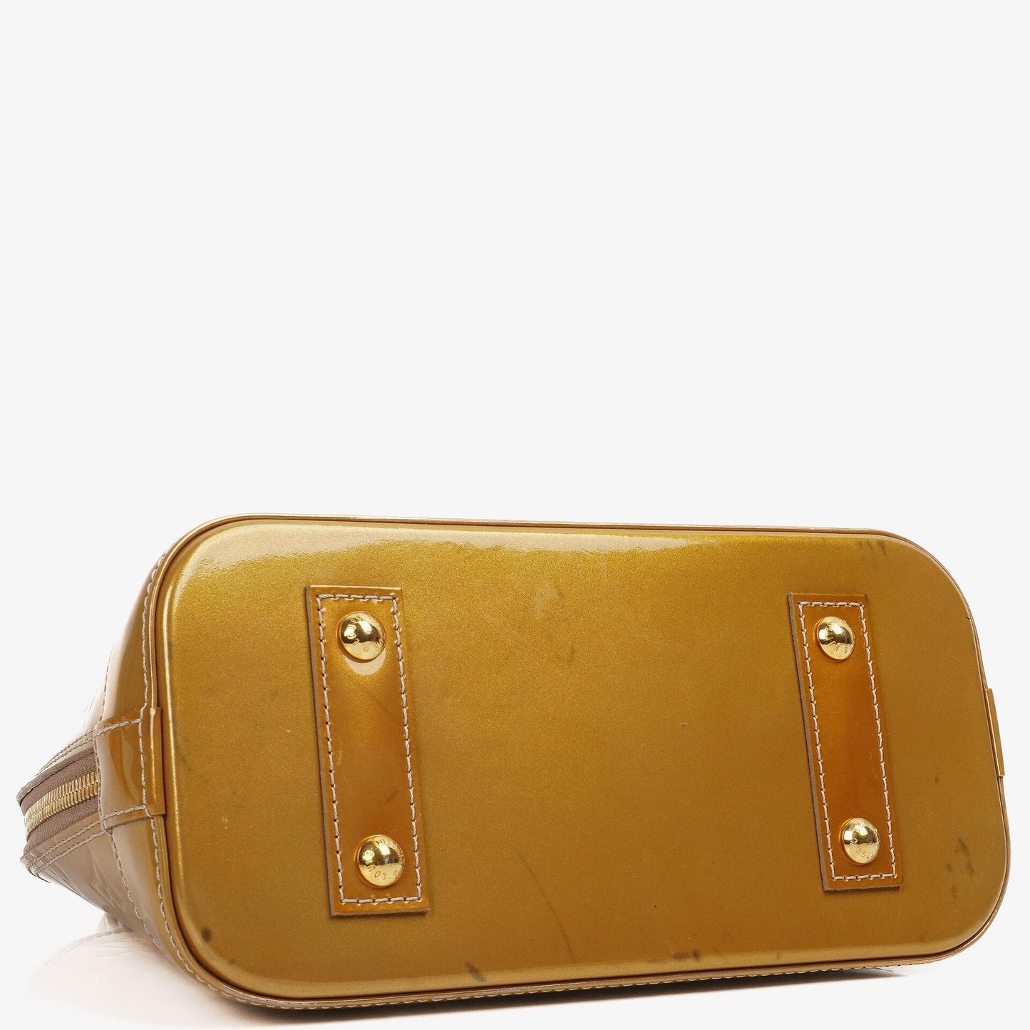 Louis Vuitton Alma BB Gold Poudre Monogram Vernis Leder Handtasche