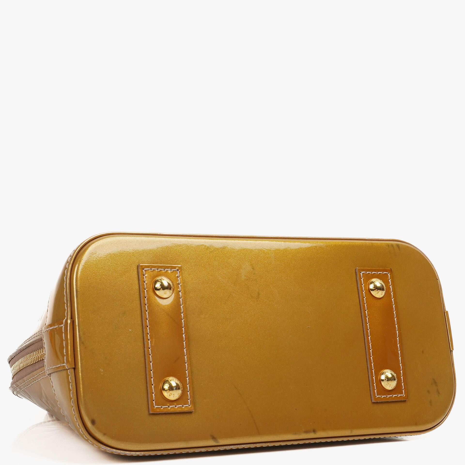 Louis Vuitton Alma BB Gold Poudre Monogram Vernis Leder Handtasche