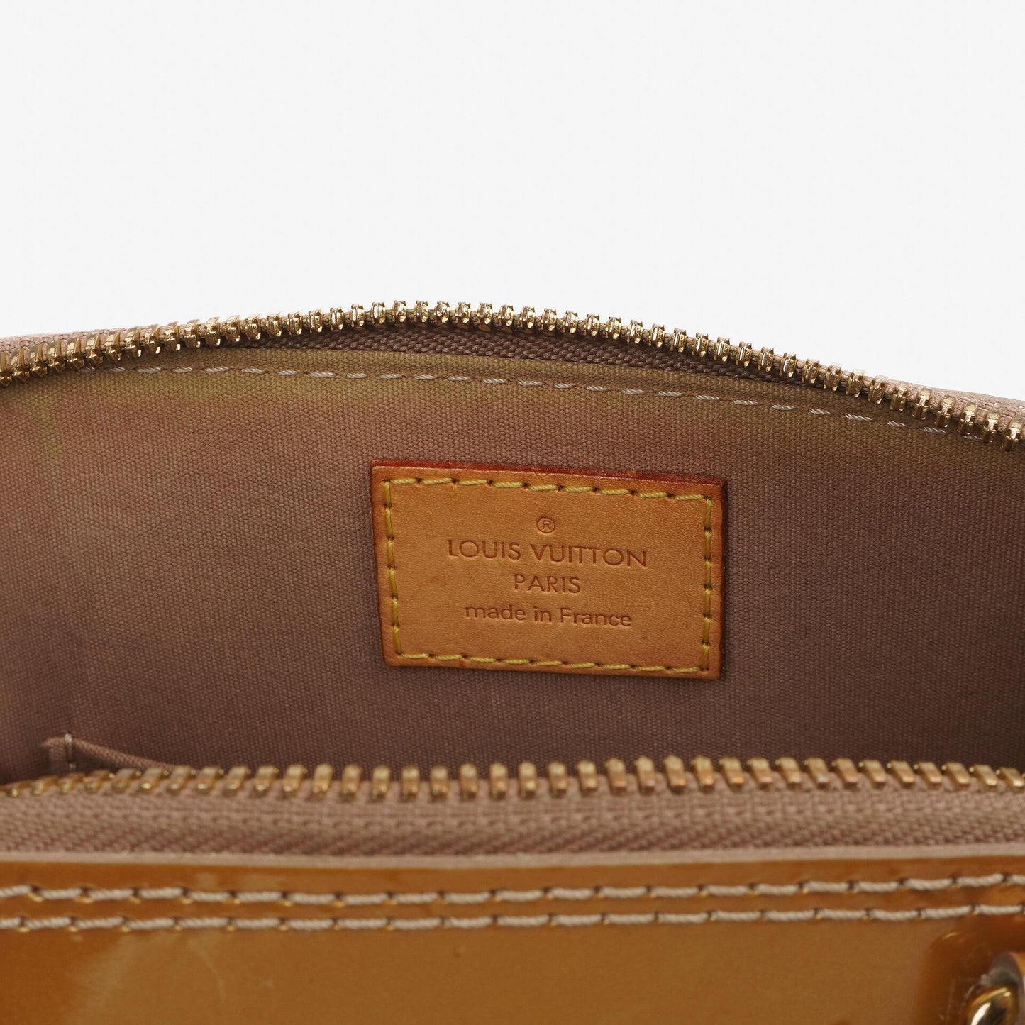 Louis Vuitton Alma BB Gold Poudre Monogram Vernis Leder Handtasche