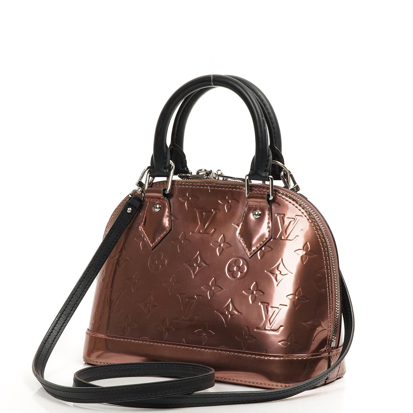 Louis Vuitton Alma BB Rose Cuivre Monogram Vernis Leder Handtasche