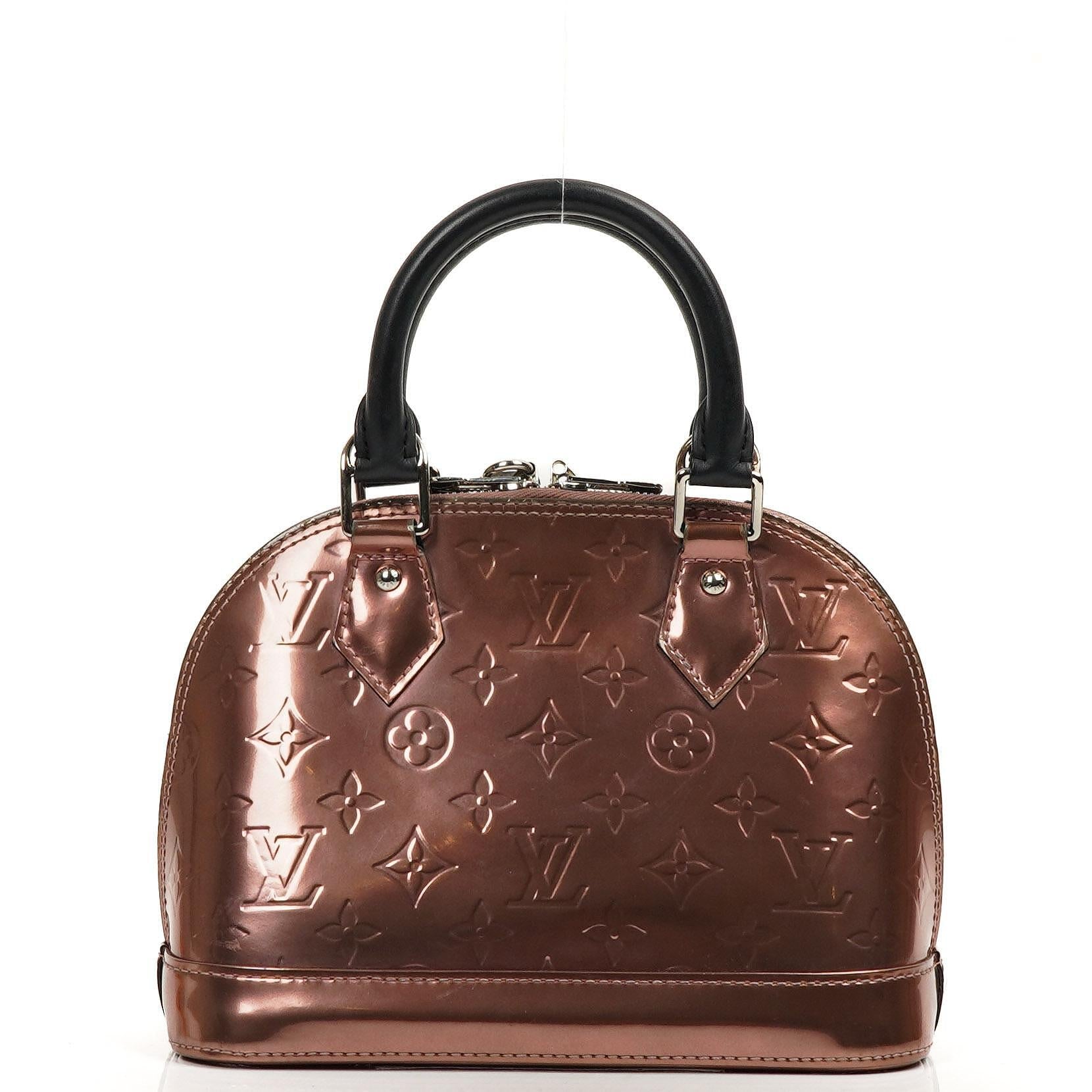 Louis Vuitton Alma BB Rose Cuivre Monogram Vernis Leder Handtasche