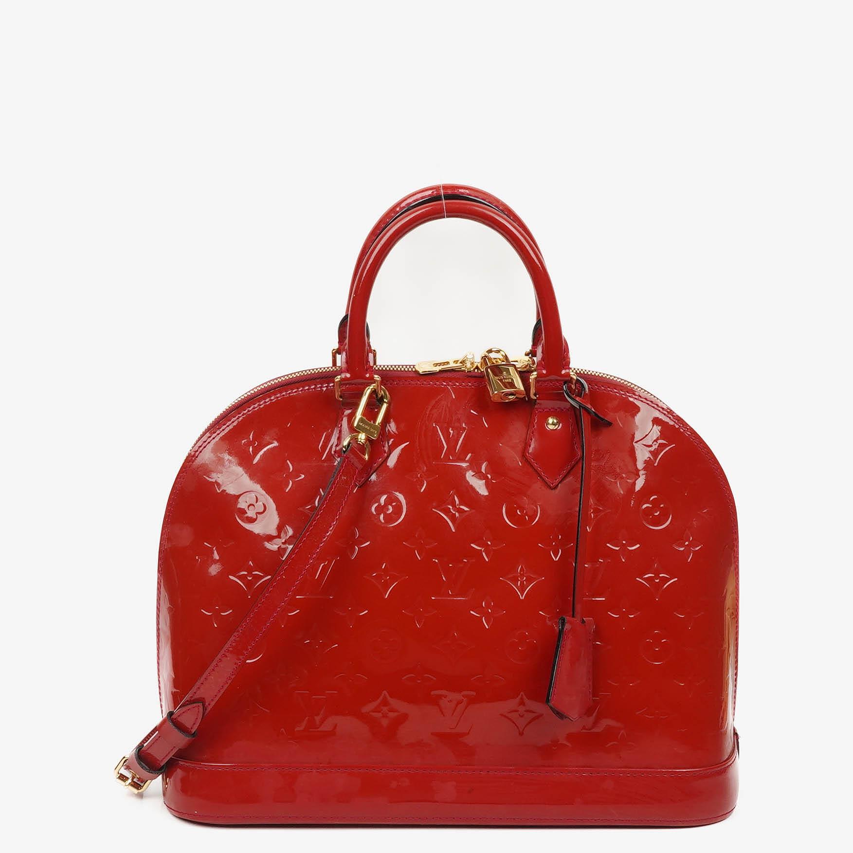 Louis Vuitton Alma MM Rose Indien Monogram Vernis Leder Tasche