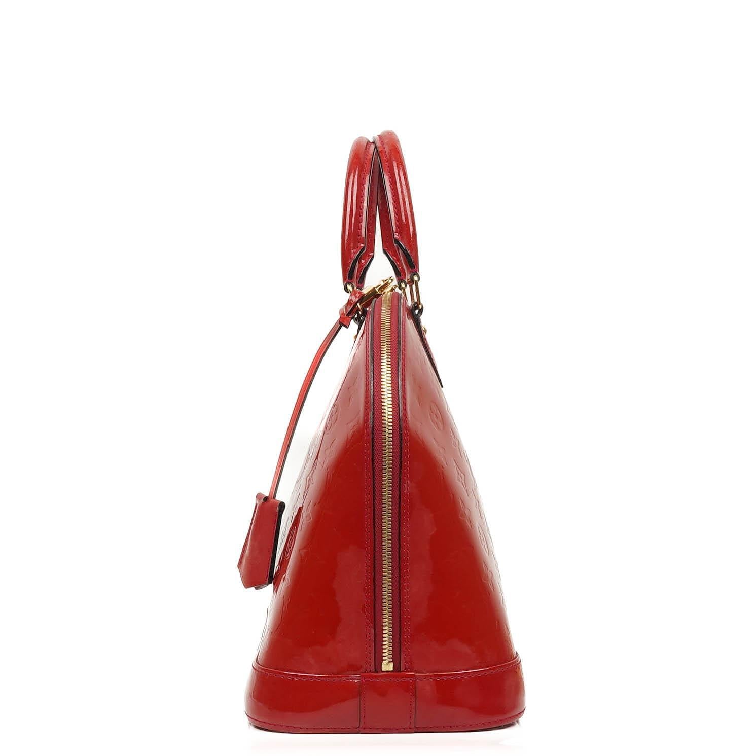 Louis Vuitton Alma MM Rose Indien Monogram Vernis Leder Tasche