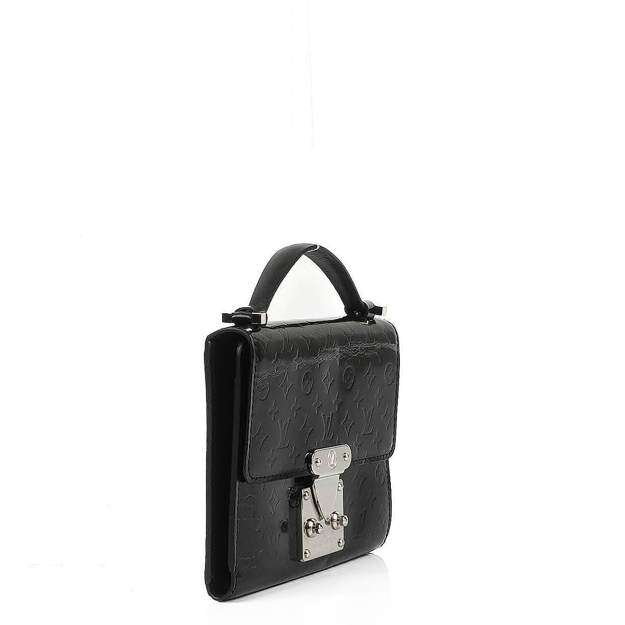 Louis Vuitton Schwarze Mini Monogram Glace Anouchka PM Clutch Tasche
