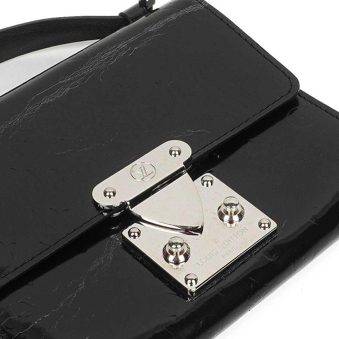 Louis Vuitton Schwarze Mini Monogram Glace Anouchka PM Clutch Tasche
