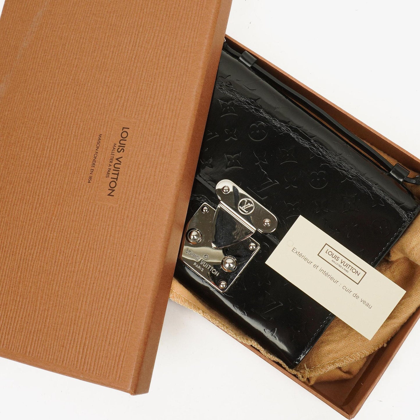 Louis Vuitton Schwarze Mini Monogram Glace Anouchka PM Clutch Tasche