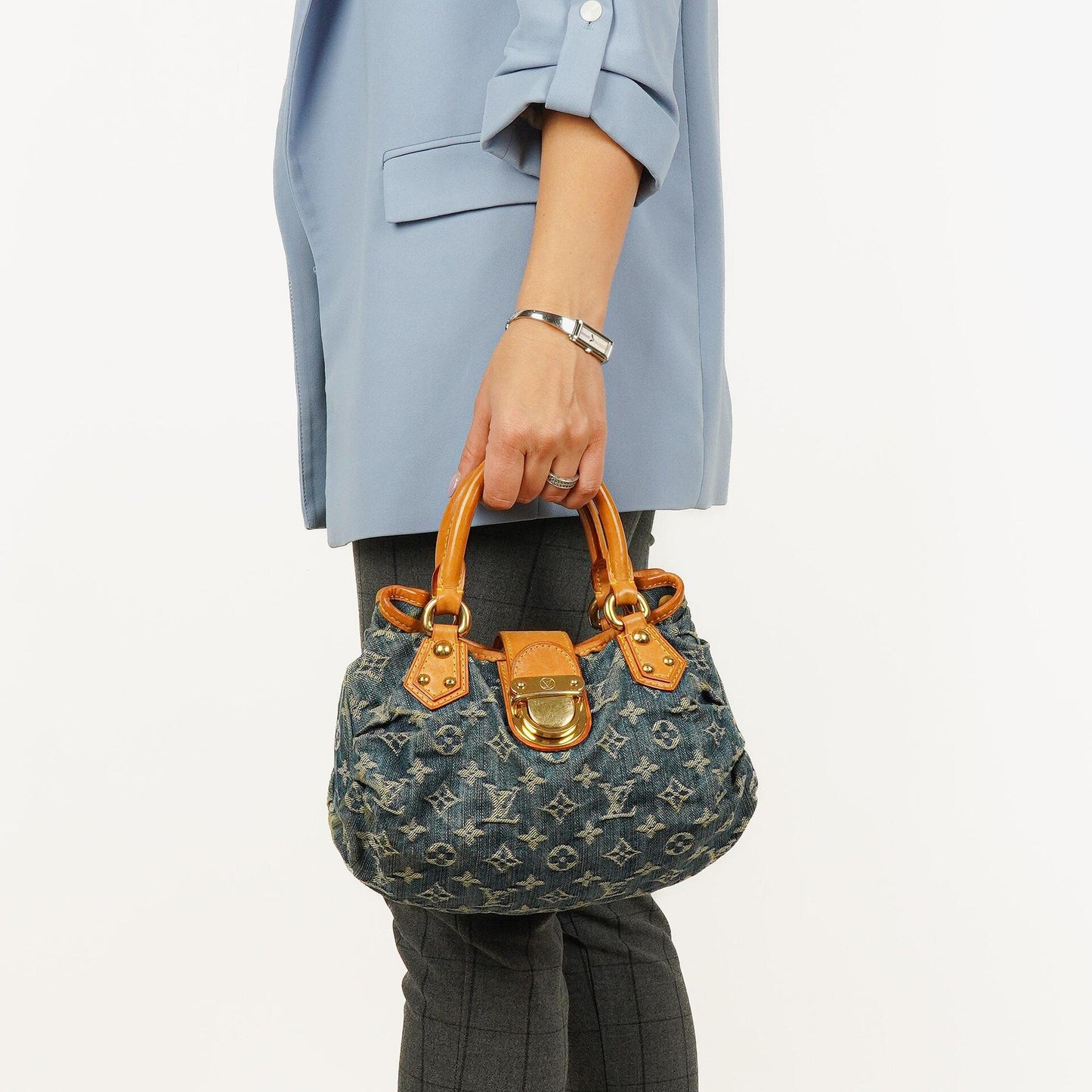 Louis Vuitton Pleaty Tasche aus blauem Monogram Denim