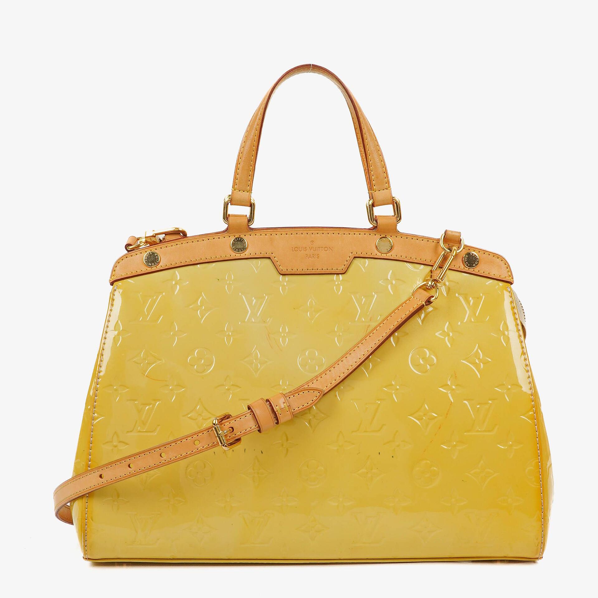 Louis Vuitton Brea MM Tasche aus citrinfarbenem Monogram Vernis
