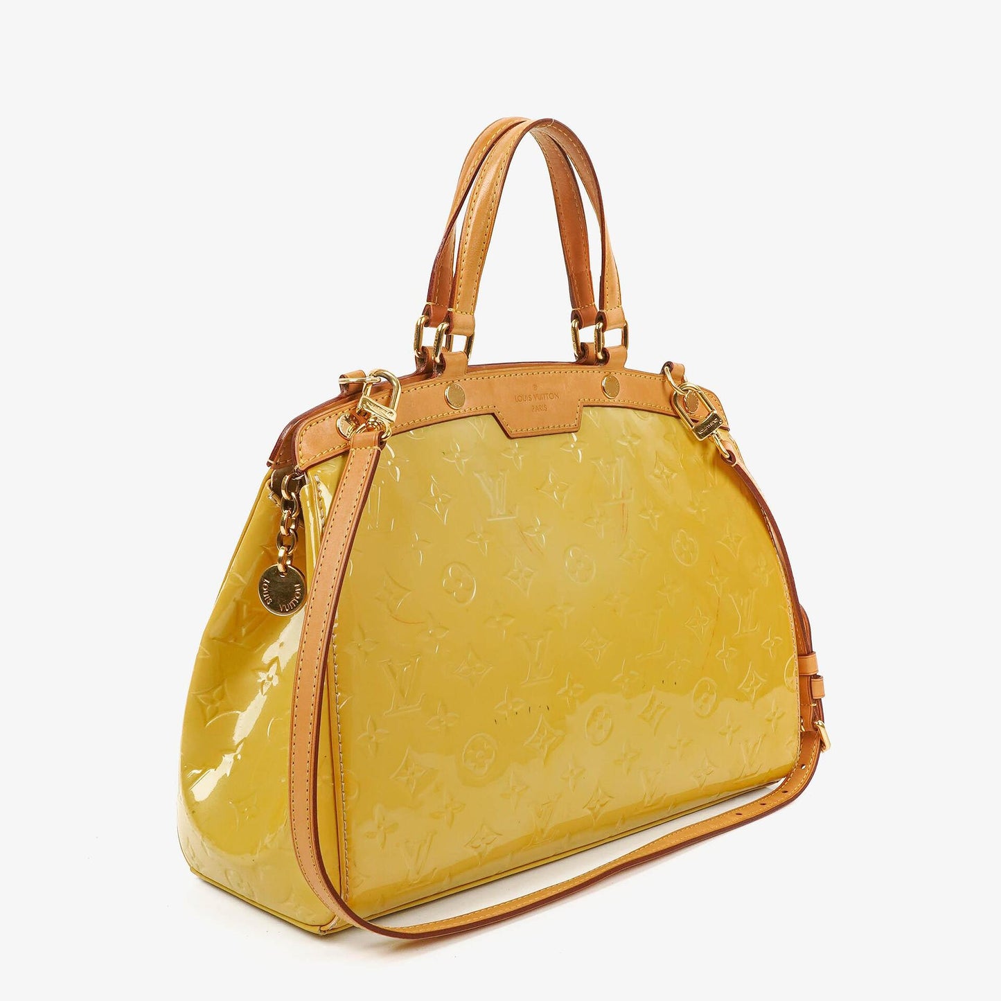 Louis Vuitton Brea MM Tasche aus citrinfarbenem Monogram Vernis