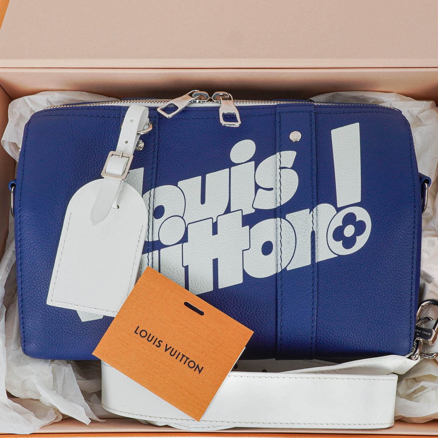 Louis Vuitton City Keepall Everyday Schultertasche in Blau und Weiß