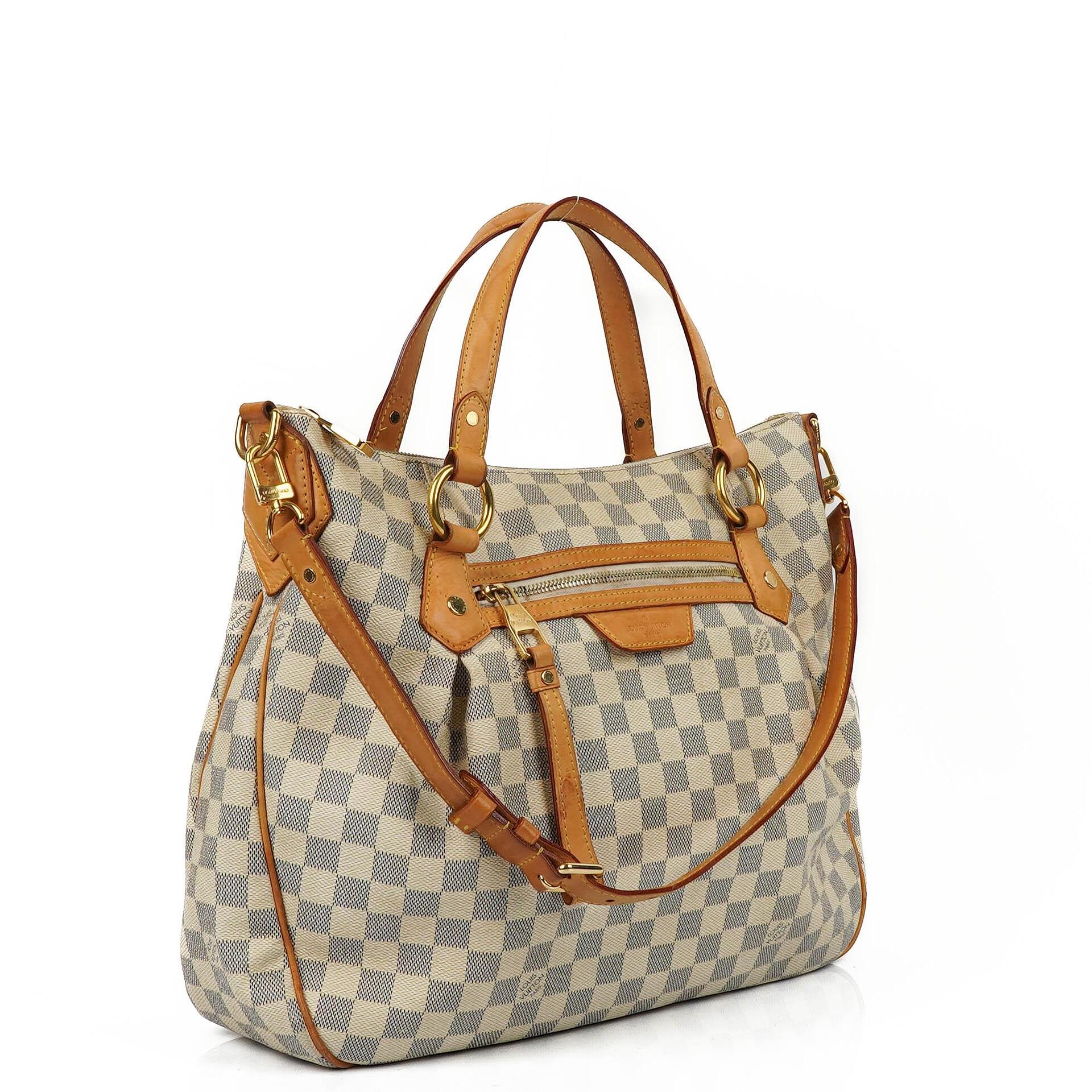 Louis Vuitton Evora MM aus beschichtetem Damier Azur Canvas