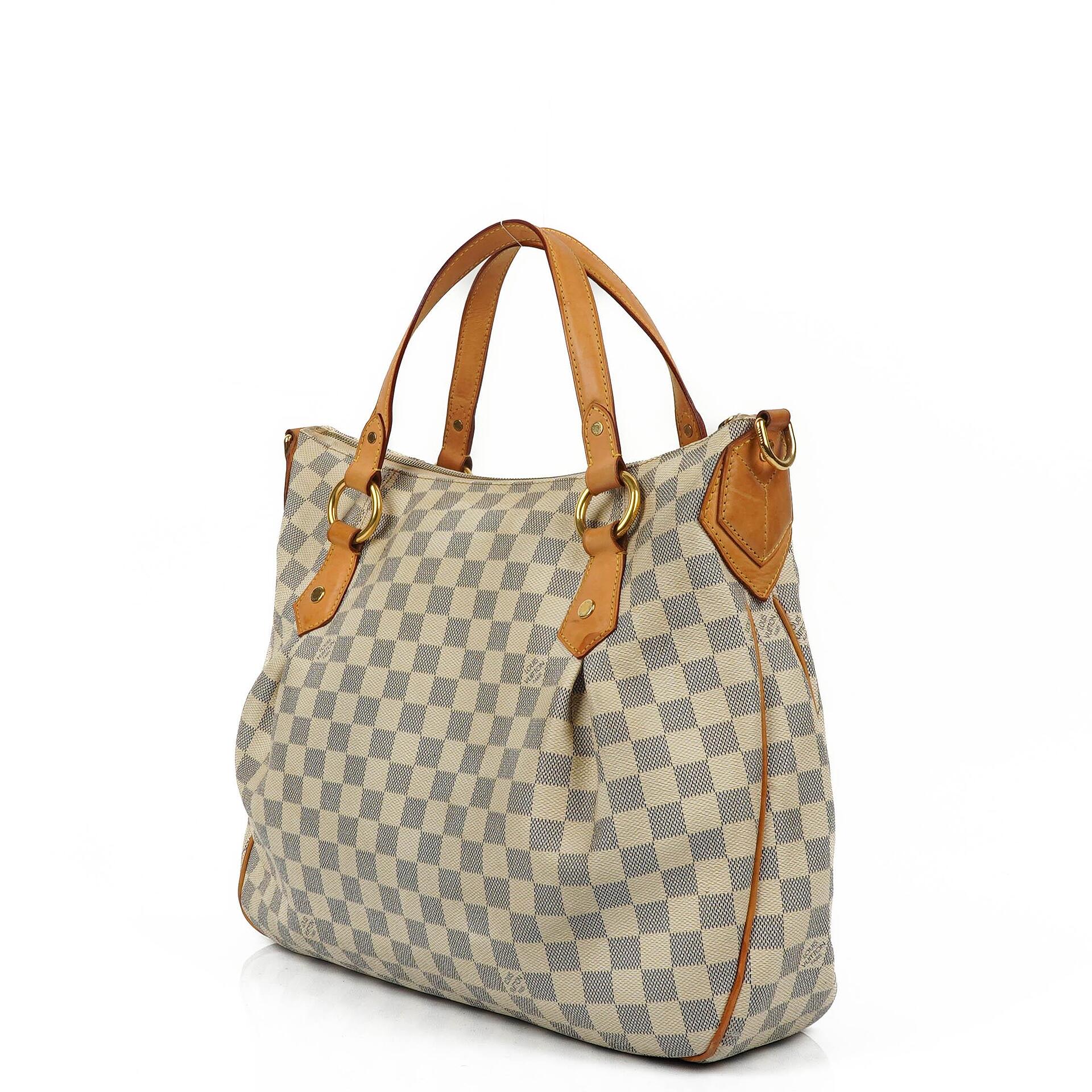 Louis Vuitton Evora MM aus beschichtetem Damier Azur Canvas