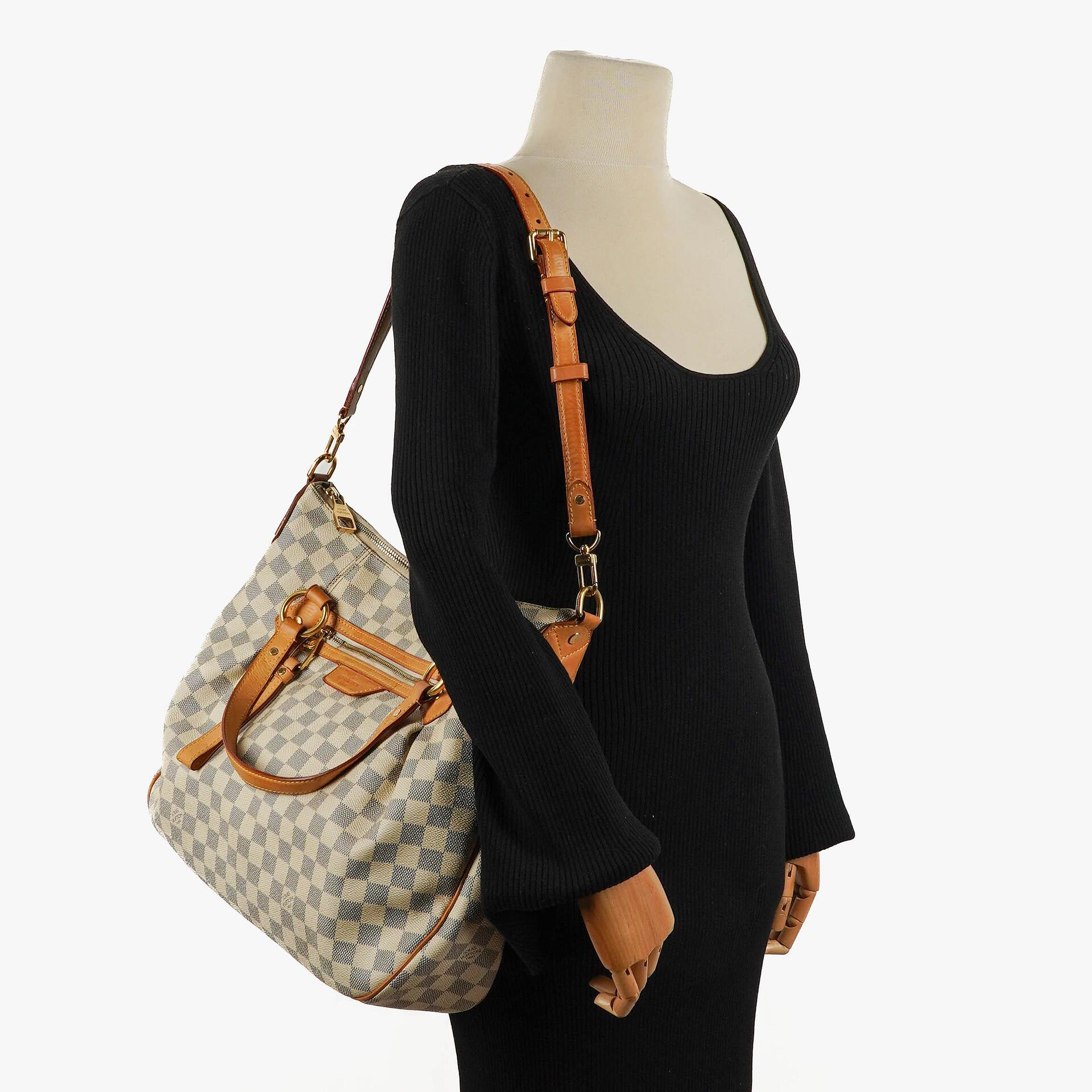Louis Vuitton Evora MM aus beschichtetem Damier Azur Canvas