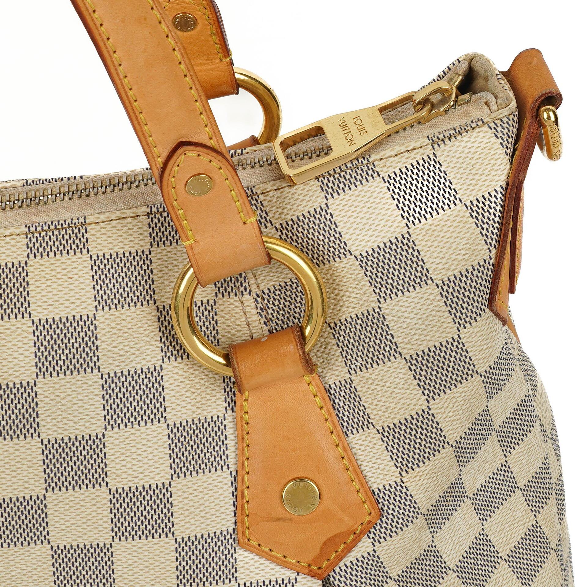 Louis Vuitton Evora MM aus beschichtetem Damier Azur Canvas