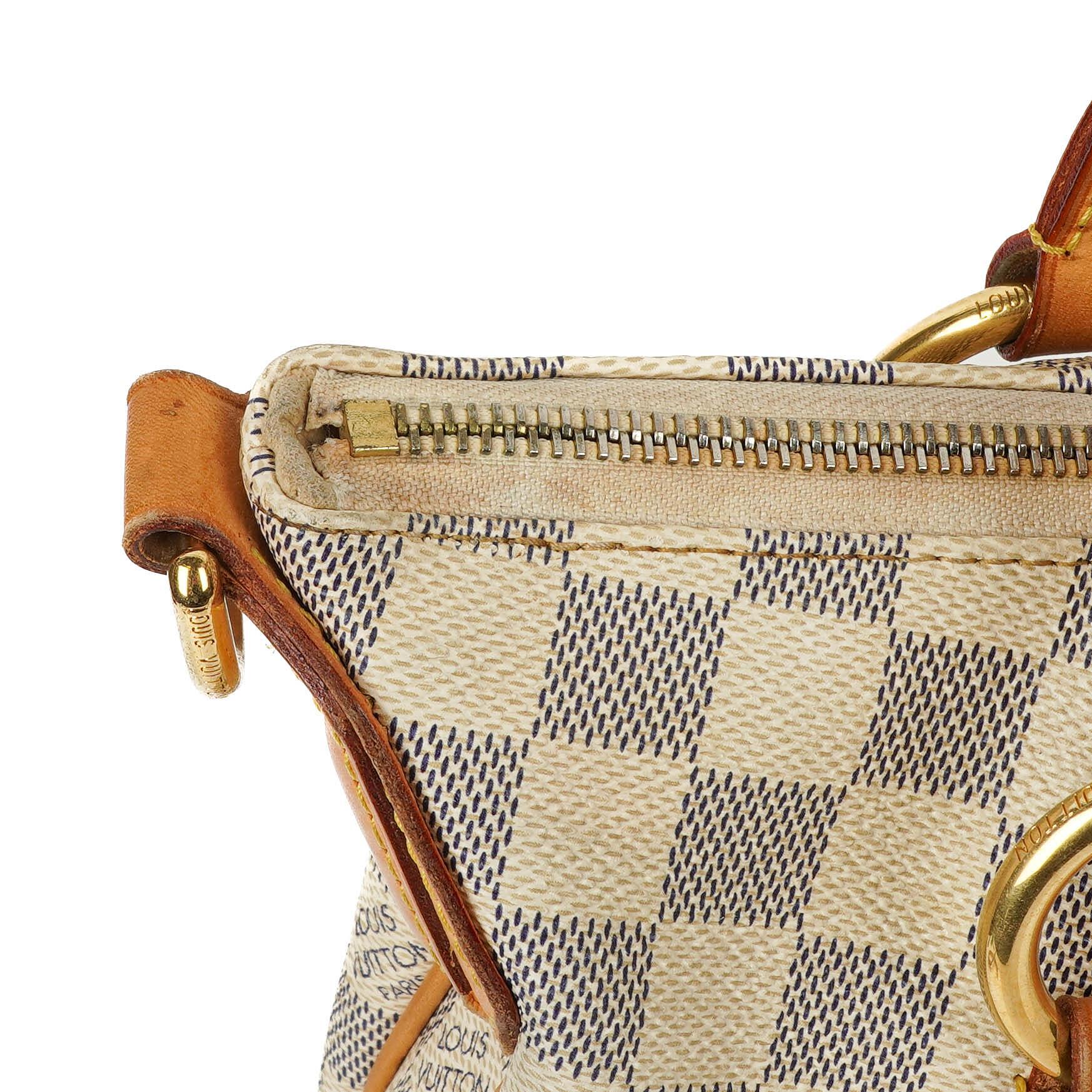 Louis Vuitton Evora MM aus beschichtetem Damier Azur Canvas