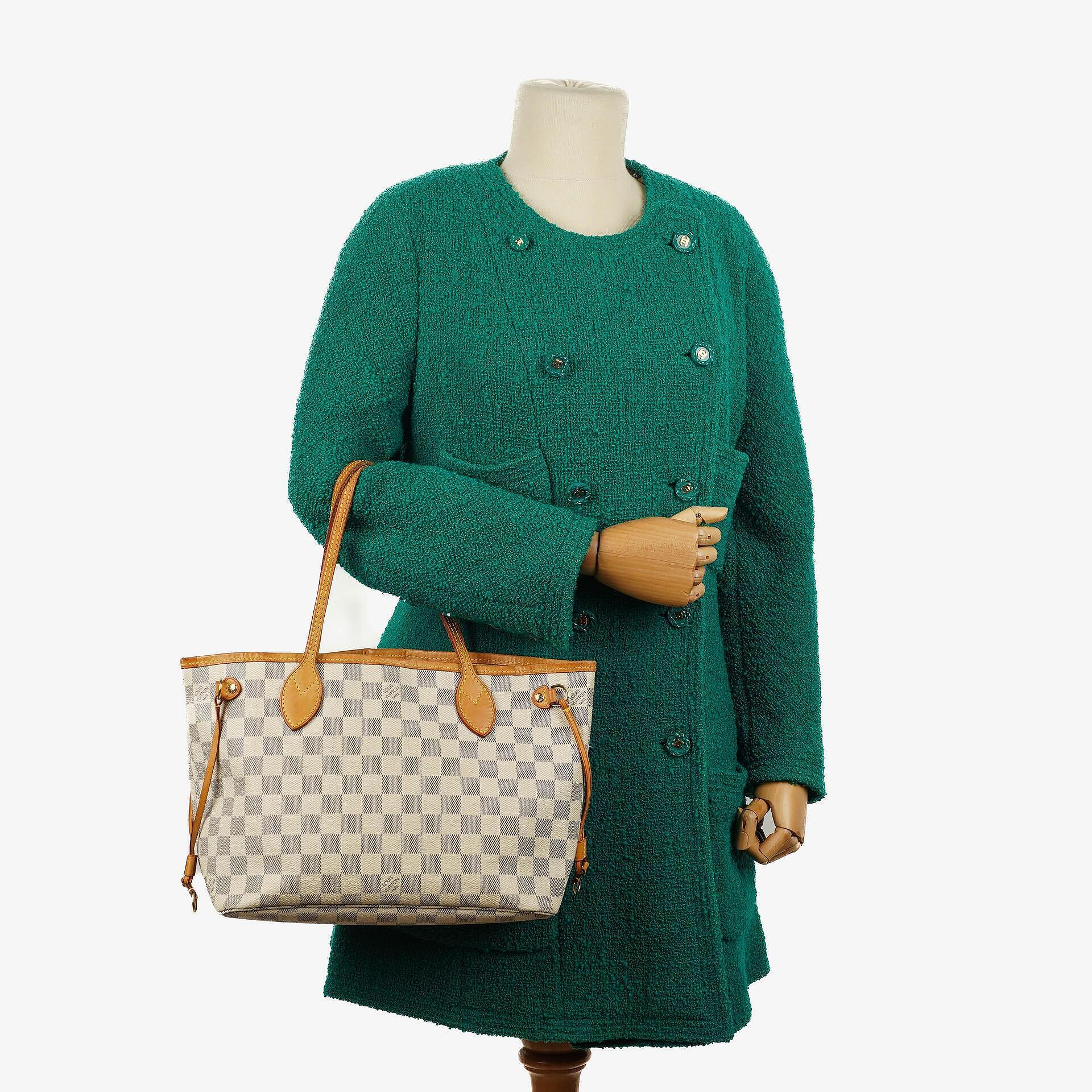 Louis Vuitton Neverfull PM Tote Bag aus Damier Azur beschichtetem Canvas