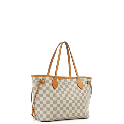 Louis Vuitton Neverfull PM Tote Bag aus Damier Azur beschichtetem Canvas
