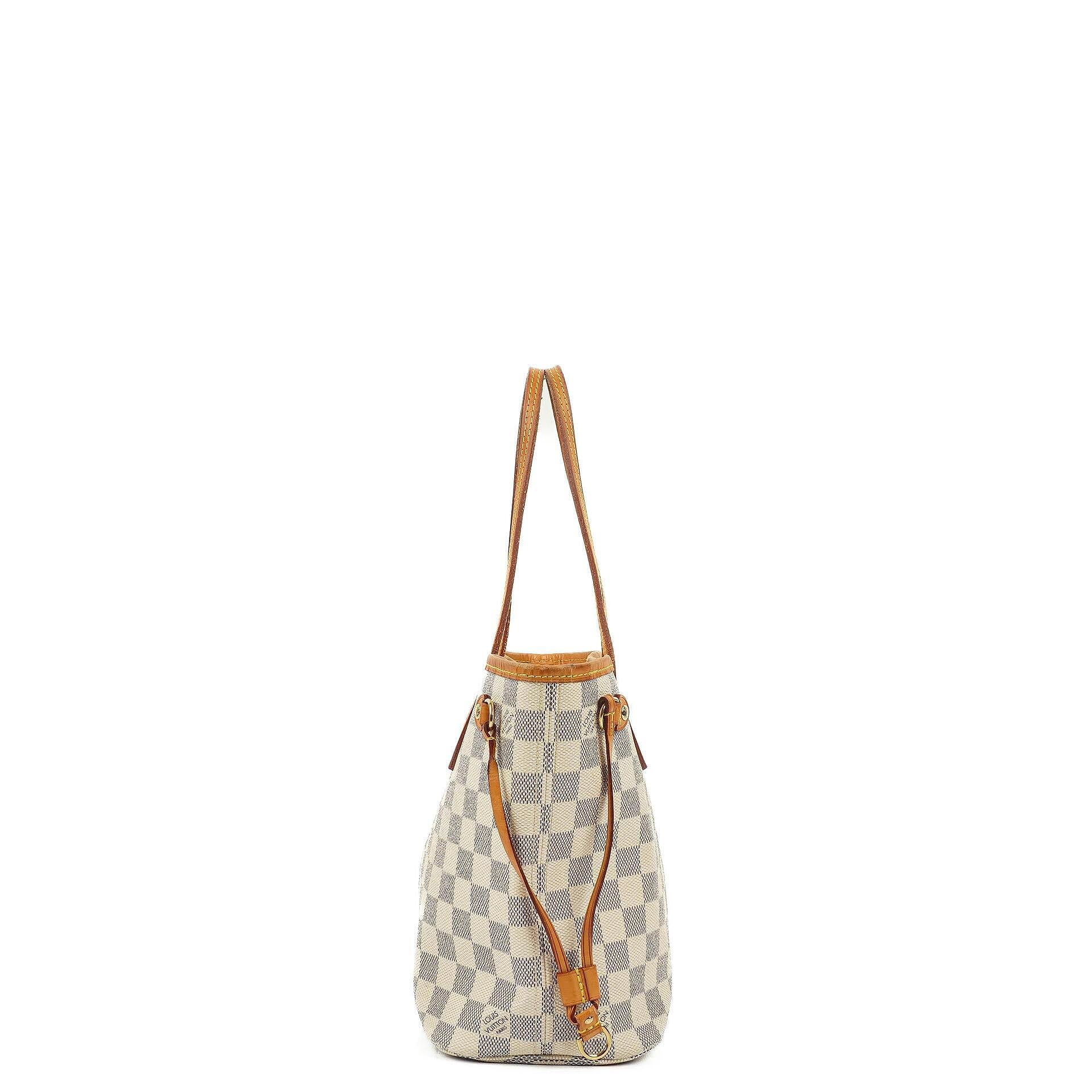 Louis Vuitton Neverfull PM Tote Bag aus Damier Azur beschichtetem Canvas