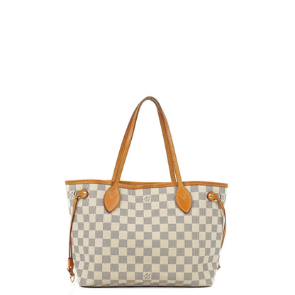 Louis Vuitton Neverfull PM Tote Bag aus Damier Azur beschichtetem Canvas