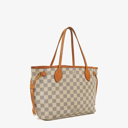 Louis Vuitton Damier Azur Beschichtete Canvas Neverfull PM Tote Tasche